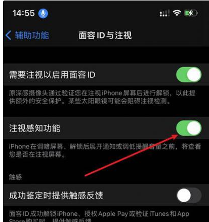 陕西苹果14维修网点分享iPhone14注视感知功能有什么用 